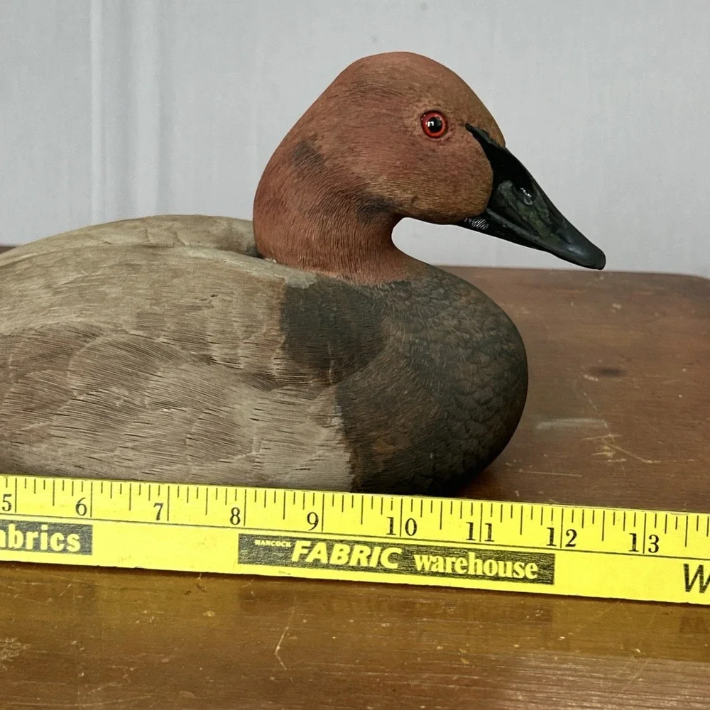 Vintage 1984 M Jones Signed Hand Carved Canvasback Drake Duck Decoy Folk Art